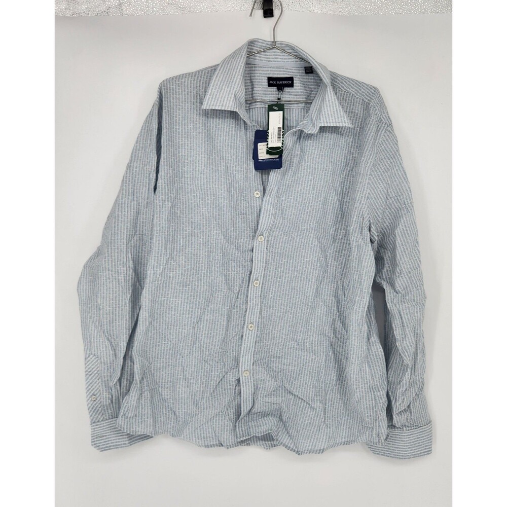 Jack Maverick Men's Light Blue Large Soft Linen Blend Shirt NWT